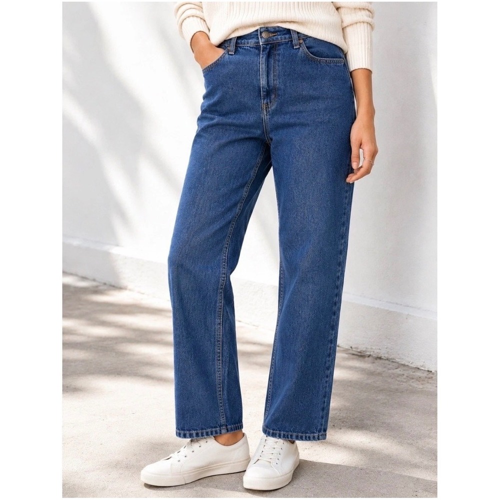 LL Bean Classic Fit Straight Leg Jeans Womens 12 Med/Tall  Wash Blue High Rise